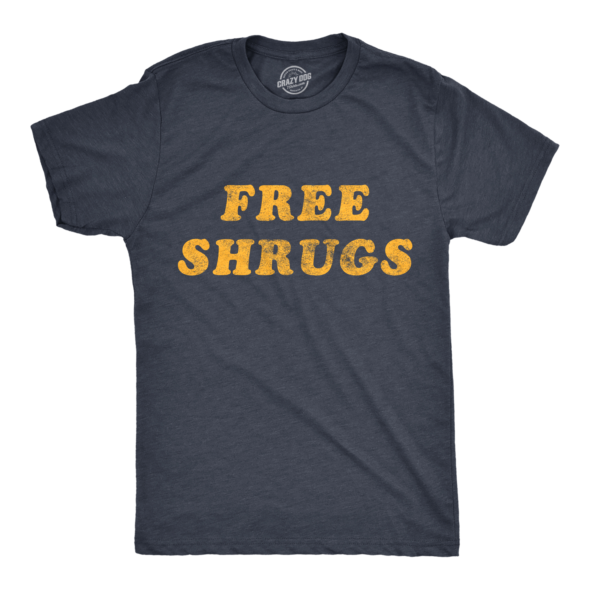 T-shirt Donna Crazy Dog Tshirts 'Free Shrugs' Introvert, Grafica Sarcastica, Heather Navy